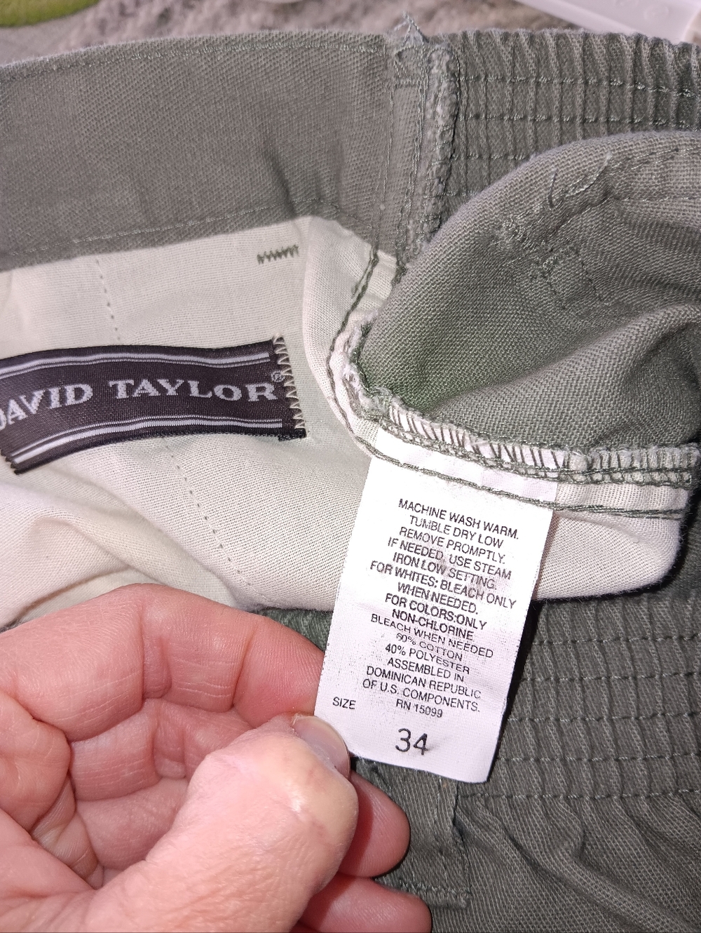 David Taylor Olive Green Men's Pants Size 34